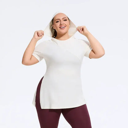 Haut de tous les jours grande taille à fente latérale - Blanc - 4XL - image 1