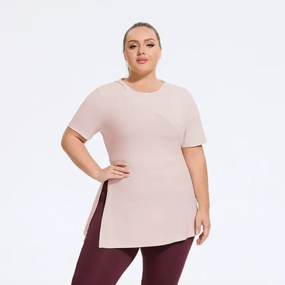 Haut de tous les jours grande taille à fente latérale - Rose - 4XL - image 5