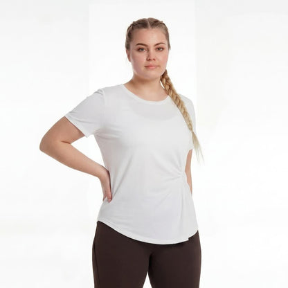 T-shirt froncé sur le côté grande taille - Blanc - 4XL - image 2