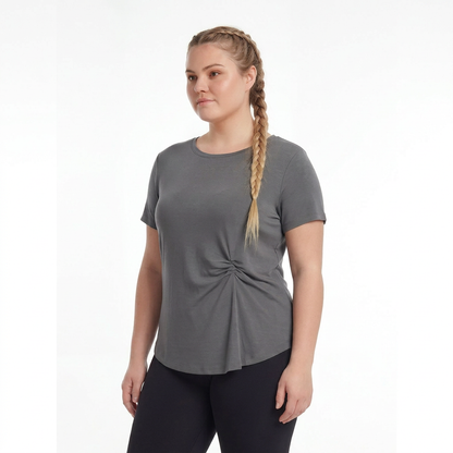 T-shirt froncé sur le côté grande taille - Gris - 4XL - image 1