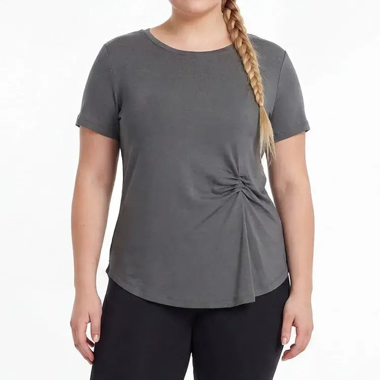 T-shirt froncé sur le côté grande taille - image 5