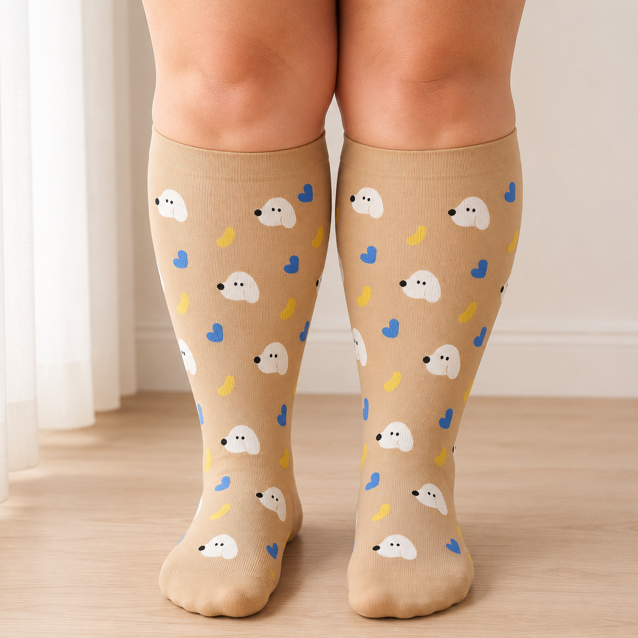 Chaussettes de compression grande taille motif chat dalmatien - image 1