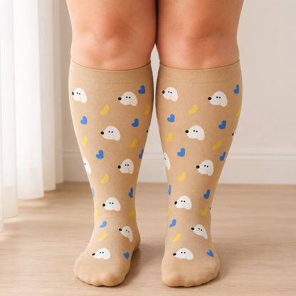 Chaussettes de compression grande taille motif chat dalmatien - image 1
