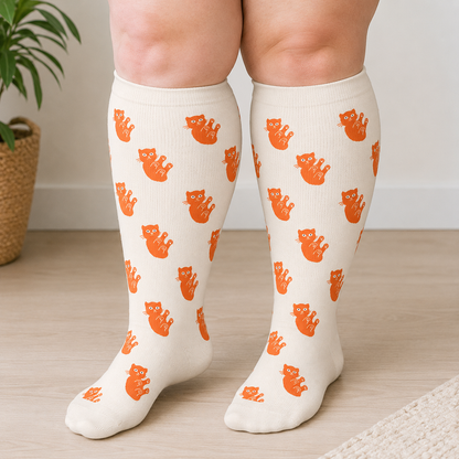 Chaussettes de compression grande taille motif chat dalmatien - image 2