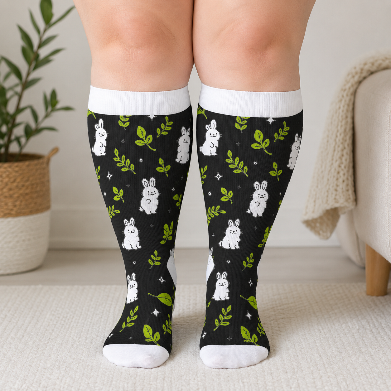 Chaussettes de compression grande taille grenouille vache lapin - image 3