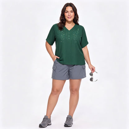 Blouse brodée grande taille décontractée - image 10