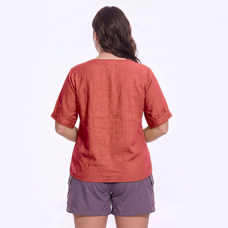 Blouse brodée grande taille décontractée - image 5