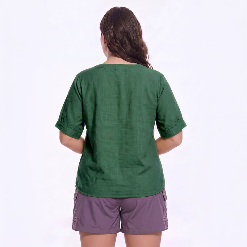Blouse brodée grande taille décontractée - image 9