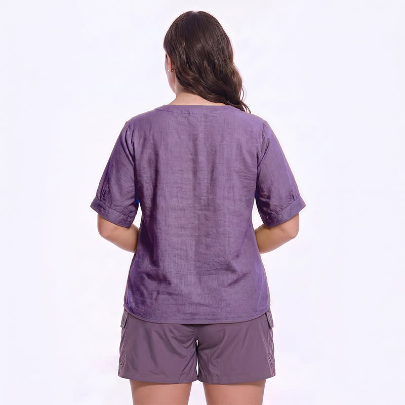 Blouse brodée grande taille décontractée - image 1