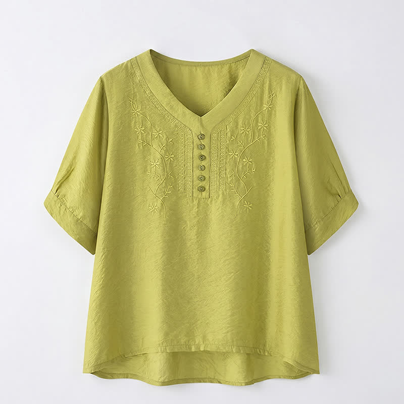 Blouse brodée grande taille décontractée - image 17