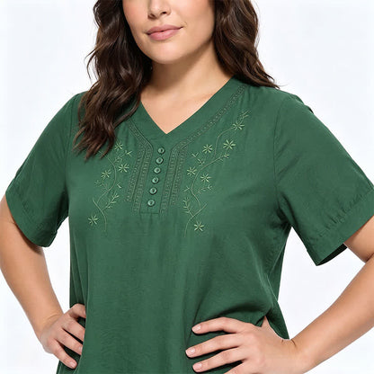 Blouse brodée grande taille décontractée - image 11