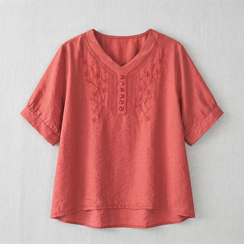 Blouse brodée grande taille décontractée - image 19