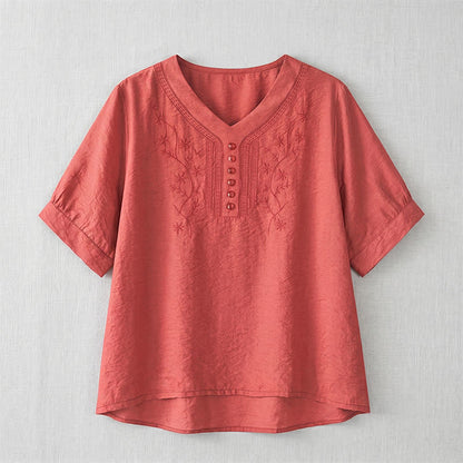Blouse brodée grande taille décontractée - image 19