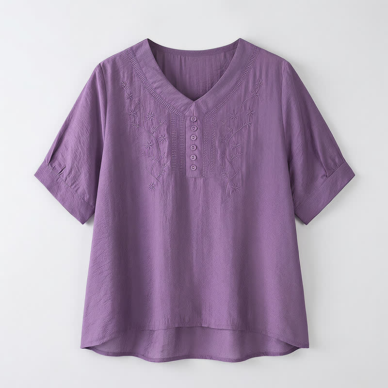 Blouse brodée grande taille décontractée - image 16