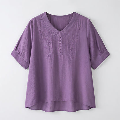 Blouse brodée grande taille décontractée - image 16