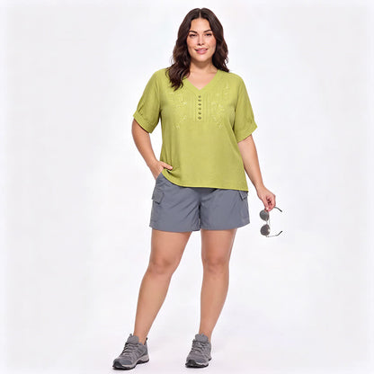 Blouse brodée grande taille décontractée - image 14