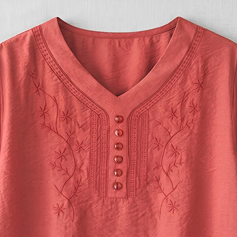 Blouse brodée grande taille décontractée - image 20