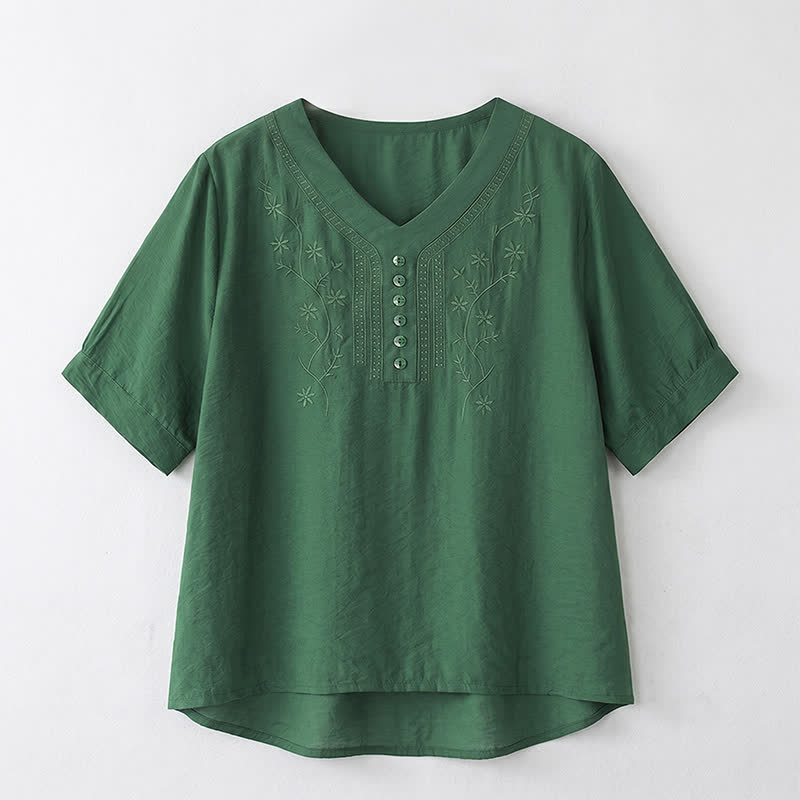 Blouse brodée grande taille décontractée - image 18