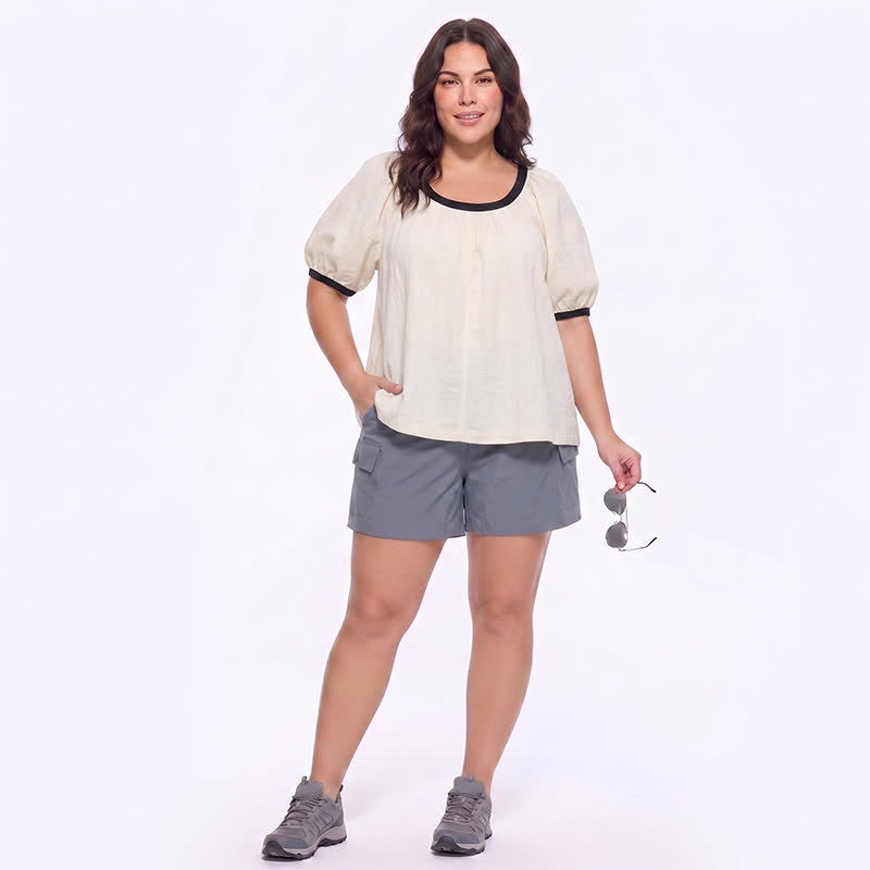 Blouse décontractée à bordures contrastées, idéale au quotidien - image 2