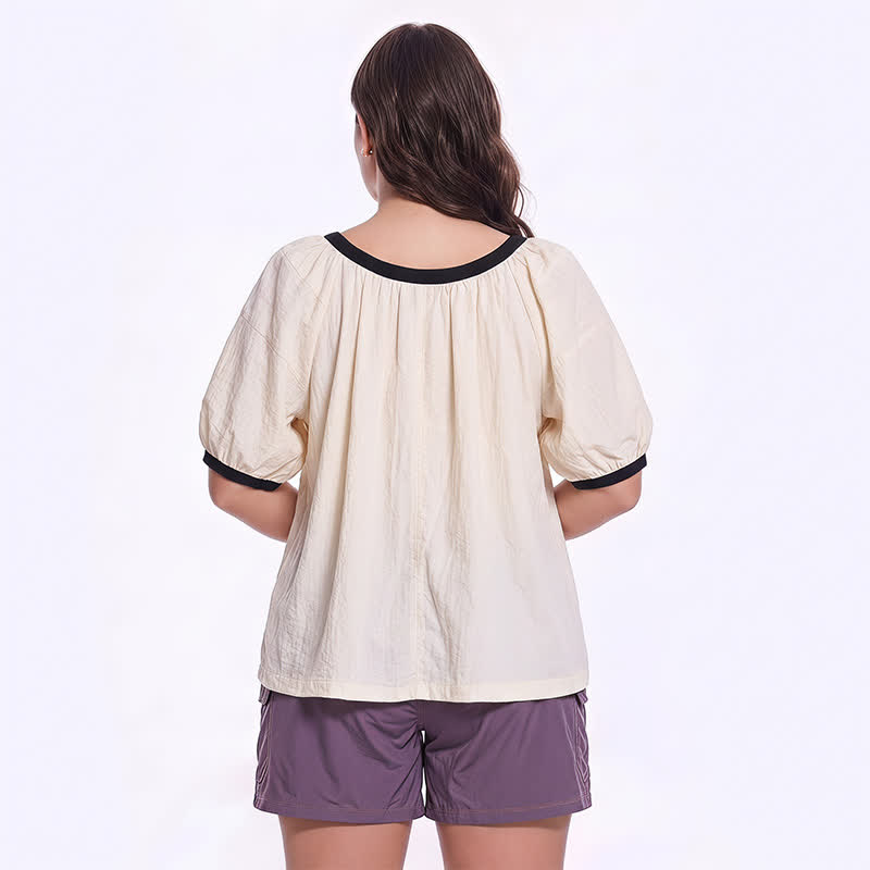 Blouse décontractée à bordures contrastées, idéale au quotidien - image 1