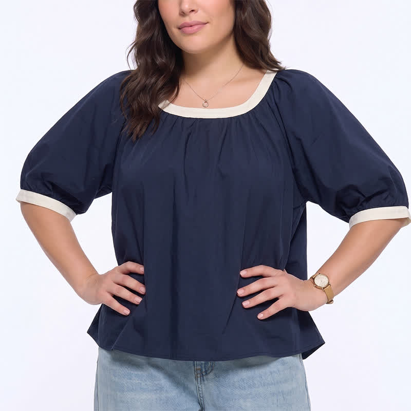 Blouse décontractée à bordures contrastées, idéale au quotidien - image 7