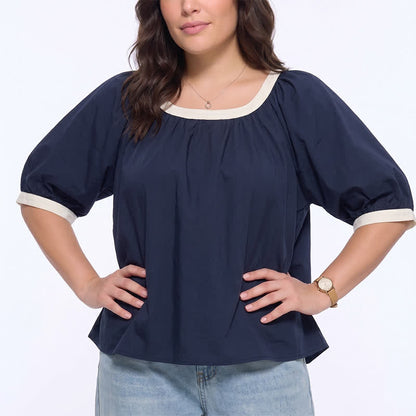 Blouse décontractée à bordures contrastées, idéale au quotidien - image 7