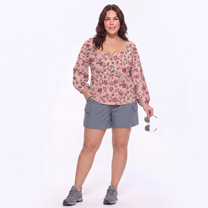 Blouse fleurie grande taille à col carré - image 18