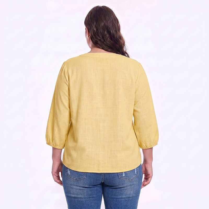 Blouse fleurie grande taille à col carré - image 1