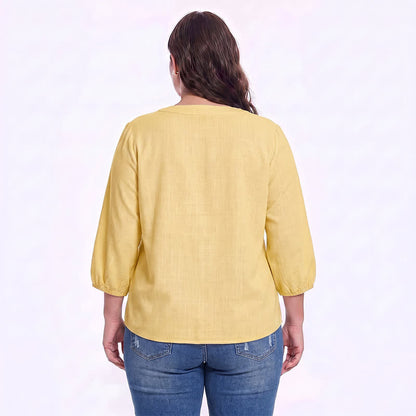 Blouse fleurie grande taille à col carré - image 1