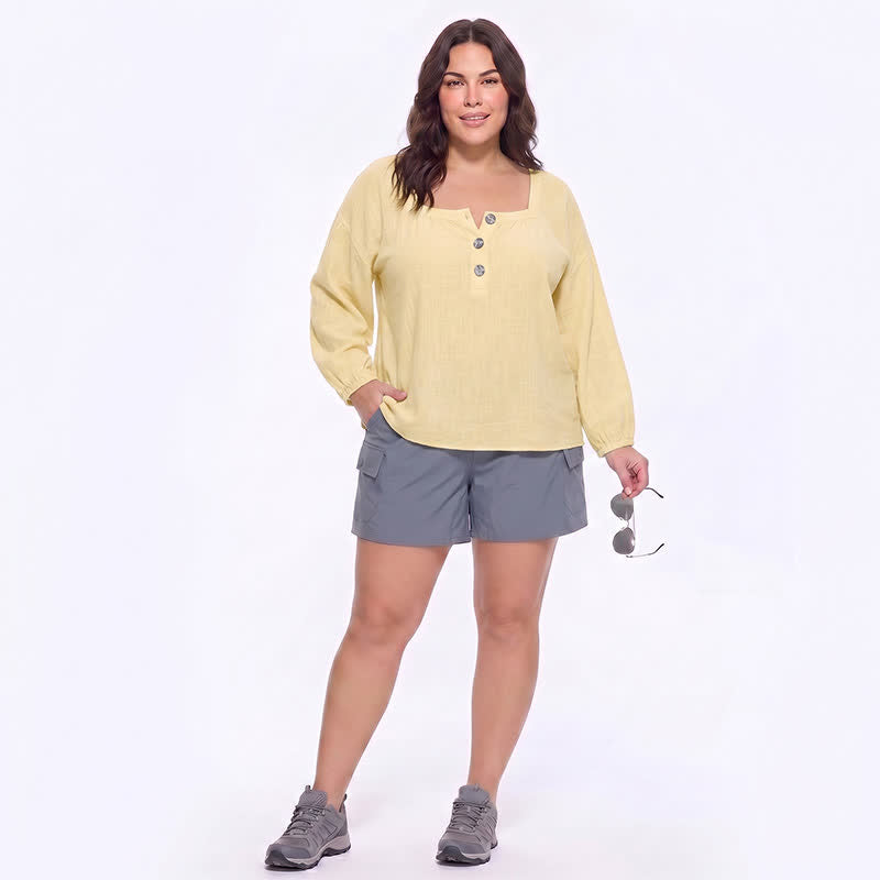 Blouse fleurie grande taille à col carré - image 2