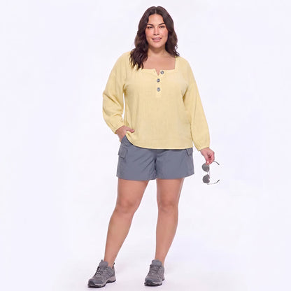 Blouse fleurie grande taille à col carré - image 2