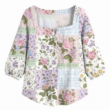 Blouse fleurie grande taille à col carré - image 28