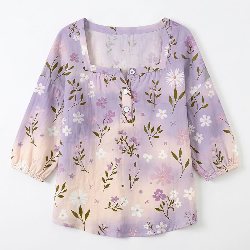 Blouse fleurie grande taille à col carré - image 24