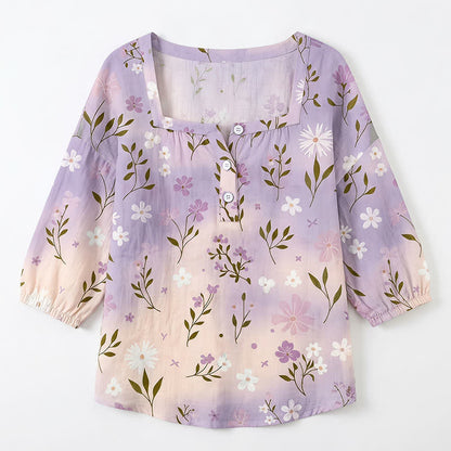 Blouse fleurie grande taille à col carré - image 24