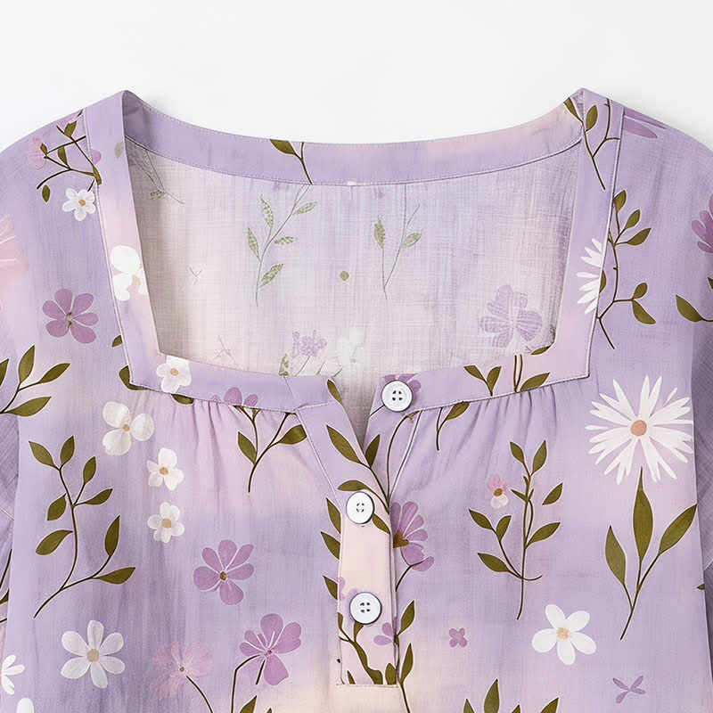 Blouse fleurie grande taille à col carré - image 30