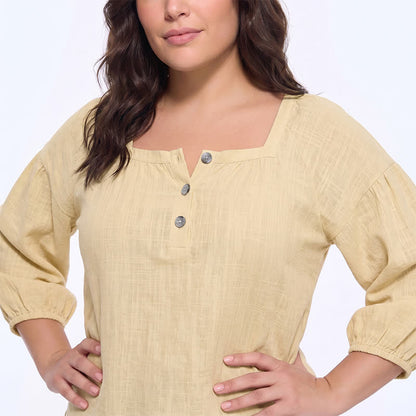 Blouse fleurie grande taille à col carré - image 3