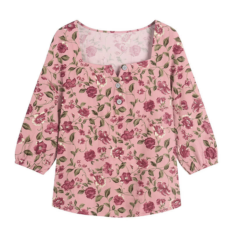 Blouse fleurie grande taille à col carré - image 26