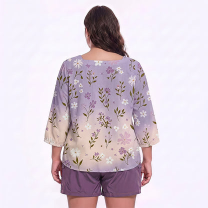 Blouse fleurie grande taille à col carré - image 12