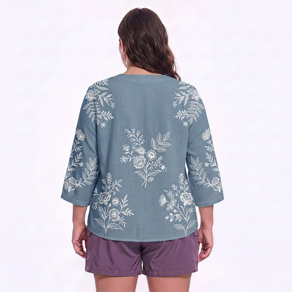 Blouse fleurie grande taille à col carré - image 9