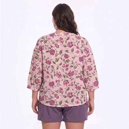 Blouse fleurie grande taille à col carré - image 17