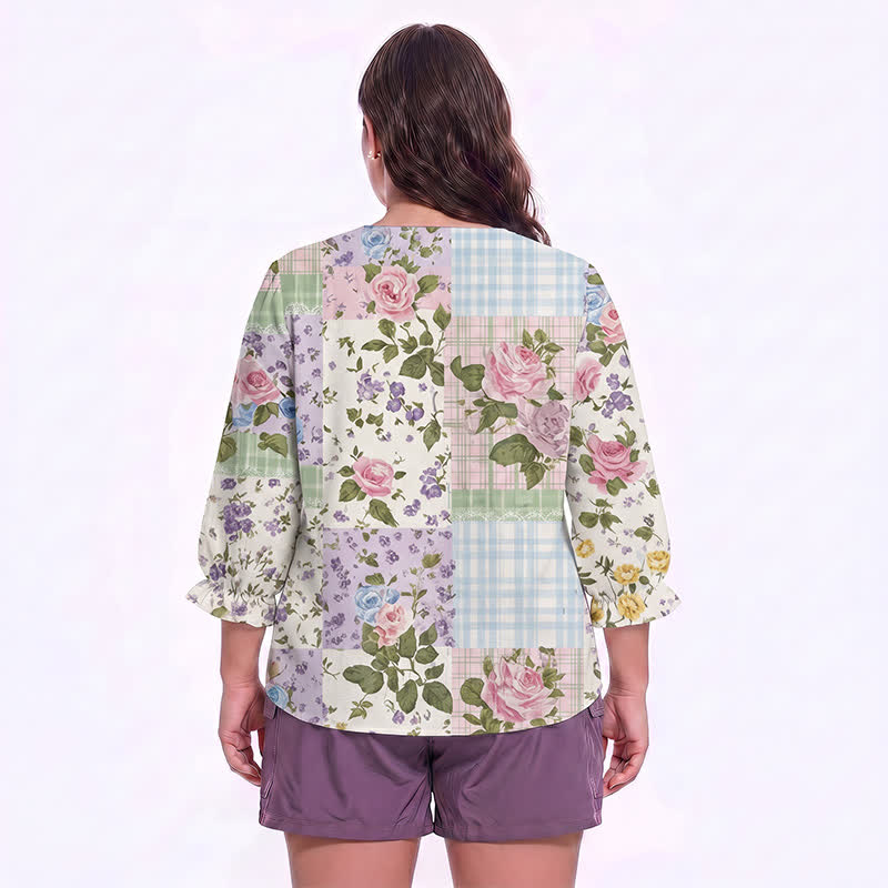 Blouse fleurie grande taille à col carré - image 21