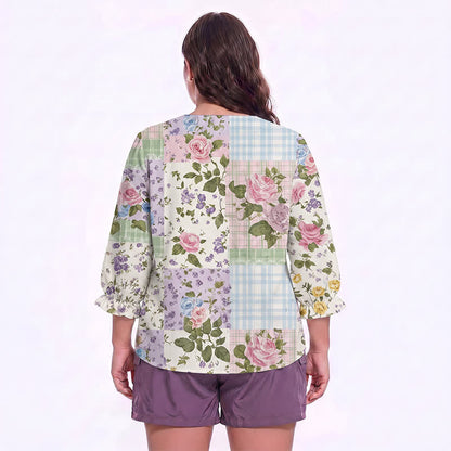 Blouse fleurie grande taille à col carré - image 21