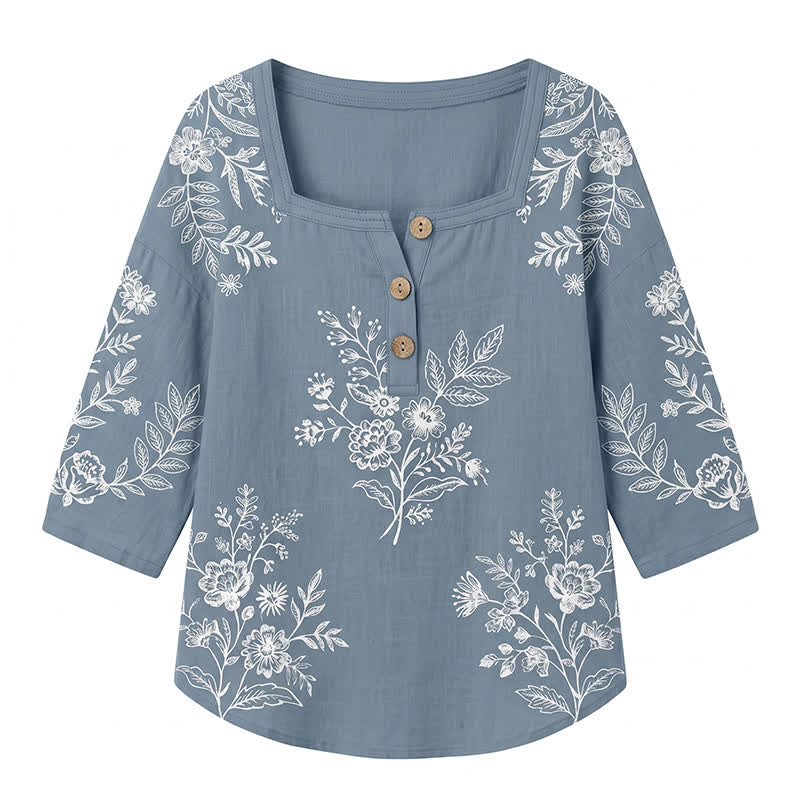 Blouse fleurie grande taille à col carré - image 27