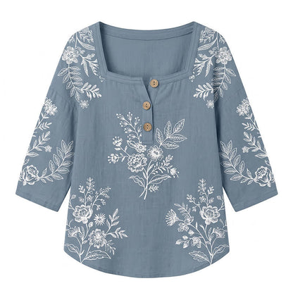 Blouse fleurie grande taille à col carré - image 27