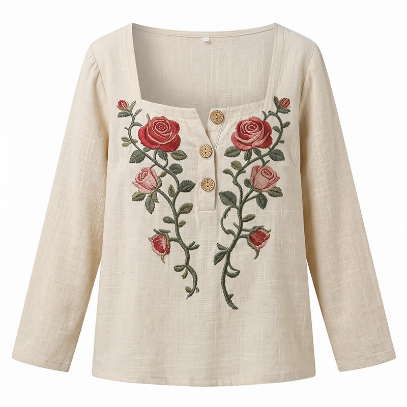Blouse fleurie grande taille à col carré - image 25
