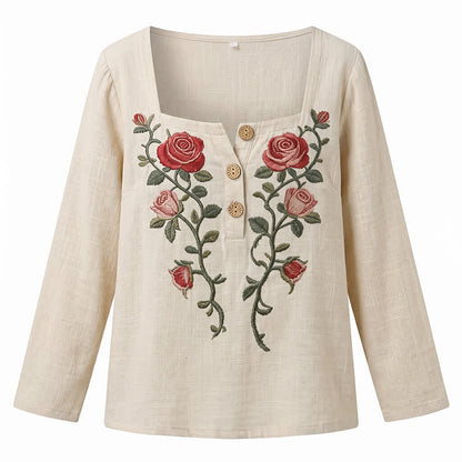 Blouse fleurie grande taille à col carré - image 25