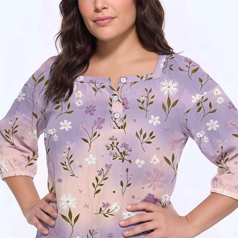 Blouse fleurie grande taille à col carré - image 15