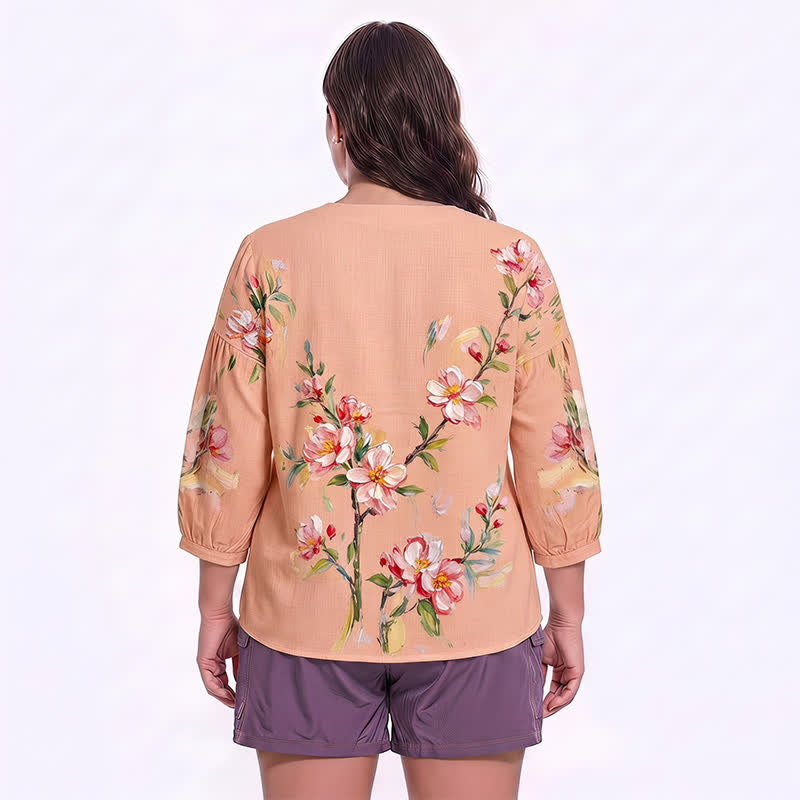 Blouse décontractée grande taille à col carré et boutons sur le devant - image 21
