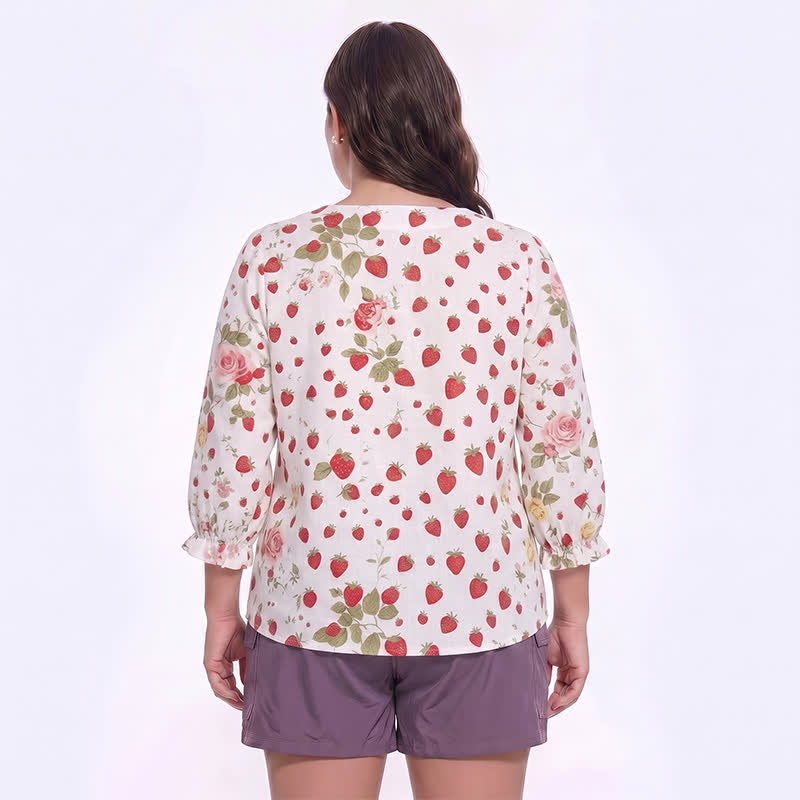 Blouse décontractée grande taille à col carré et boutons sur le devant - image 17