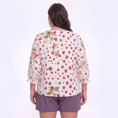 Blouse décontractée grande taille à col carré et boutons sur le devant - image 17